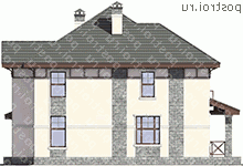 U-183-1P проект двухэтажного дома из пеноблоков размером 13 на 11  - вид слева