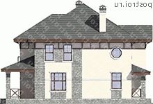 U-183-1P проект двухэтажного дома из пеноблоков размером 13 на 11  - вид справа