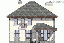 U-183-1P проект двухэтажного дома из пеноблоков размером 13 на 11  - вид сзади