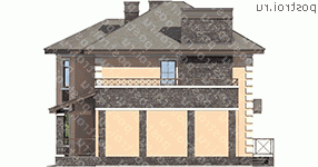 U-184-1P проект двухэтажного дома из пеноблоков размером 11 на 17  - вид слева