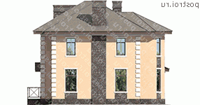 U-184-1P проект двухэтажного дома из пеноблоков размером 11 на 17  - вид справа