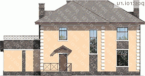 U-184-1P проект двухэтажного дома из пеноблоков размером 11 на 17  - вид сзади