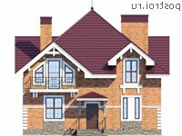 U-185-2K проект двухэтажного дома из кирпича размером 11 на 11  - вид спереди