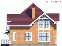 U-185-2K проект двухэтажного дома из кирпича размером 11 на 11  - вид слева