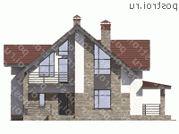 U-187-3P проект одноэтажного дома из пеноблоков с мансардой размером 12 на 12  - вид спереди