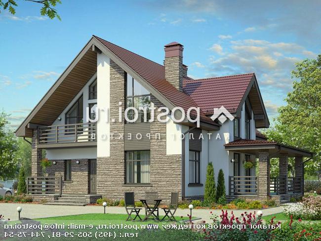 U-187-3P проект одноэтажного дома из пеноблоков с мансардой размером 12 на 12 