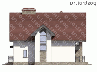 U-187-3P проект одноэтажного дома из пеноблоков с мансардой размером 12 на 12  - вид справа