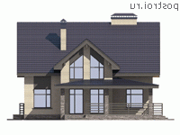 U-187-4P проект одноэтажного дома из пеноблоков с мансардой размером 15 на 12  - вид слева