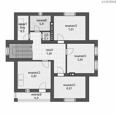 U-187-4P проект одноэтажного дома из пеноблоков с мансардой размером 15 на 12  - мансарда