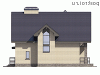 U-187-4P проект одноэтажного дома из пеноблоков с мансардой размером 15 на 12  - вид справа