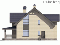 U-187-4P проект одноэтажного дома из пеноблоков с мансардой размером 15 на 12  - вид сзади