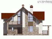 U-187-5P проект одноэтажного дома из пеноблоков с мансардой размером 15 на 12  - вид спереди