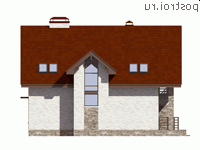 U-187-5P проект одноэтажного дома из пеноблоков с мансардой размером 15 на 12  - вид справа