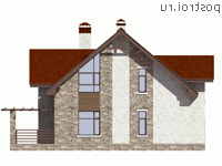 U-187-5P проект одноэтажного дома из пеноблоков с мансардой размером 15 на 12  - вид сзади