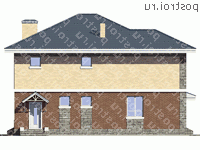 U-189-1P проект двухэтажного дома из пеноблоков размером 13 на 10 - вид слева