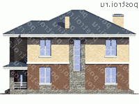 U-189-1P проект двухэтажного дома из пеноблоков размером 13 на 10 - вид справа