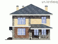U-189-1P проект двухэтажного дома из пеноблоков размером 13 на 10 - вид сзади