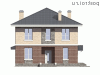 U-189-2K проект двухэтажного дома из кирпича размером 10 на 13 - вид спереди