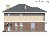 U-189-2K проект двухэтажного дома из кирпича размером 10 на 13 - вид слева