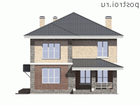 U-189-2K проект двухэтажного дома из кирпича размером 10 на 13 - вид сзади