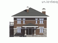 U-190-2P проект двухэтажного коттеджа из пенобетона размером 11 на 12 - вид спереди