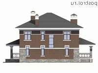 U-190-2P проект двухэтажного коттеджа из пенобетона размером 11 на 12 - вид слева