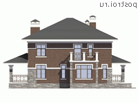 U-190-2P проект двухэтажного коттеджа из пенобетона размером 11 на 12 - вид справа