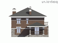 U-190-2P проект двухэтажного коттеджа из пенобетона размером 11 на 12 - вид сзади