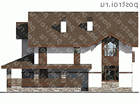 U-191-1P проект одноэтажного коттеджа из пенобетона с мансардой размером 15 на 11  - вид слева