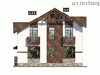 U-191-1P проект одноэтажного коттеджа из пенобетона с мансардой размером 15 на 11  - вид сзади