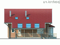 U-193-1D проект двухэтажного деревянного коттеджа из бруса размером 10 на 11  - вид спереди