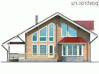 U-193-1D проект двухэтажного деревянного коттеджа из бруса размером 10 на 11  - вид слева