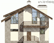 U-194-1P проект одноэтажного коттеджа из пенобетона с мансардой размером 10 на 15 - вид спереди