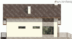 U-194-1P проект одноэтажного коттеджа из пенобетона с мансардой размером 10 на 15 - вид слева