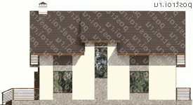 U-194-1P проект одноэтажного коттеджа из пенобетона с мансардой размером 10 на 15 - вид справа