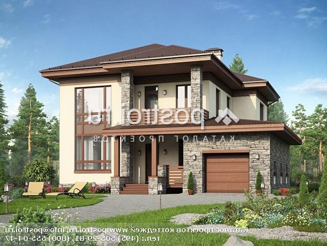 U-202-1K проект двухэтажного дома из кирпича с гаражом размером 13 на 14 