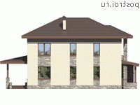 U-202-1K проект двухэтажного дома из кирпича с гаражом размером 13 на 14  - вид справа