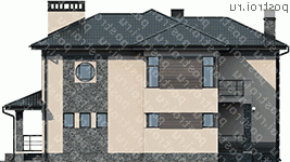 U-202-1P проект двухэтажного дома из пенобетона размером 16 на 15  - вид справа