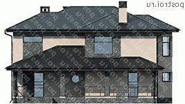 U-202-1P проект двухэтажного дома из пенобетона размером 16 на 15  - вид сзади