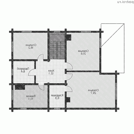 U-203-1K проект двухэтажного дома из кирпича размером 13 на 10  - 2-й этаж