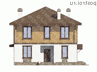 U-203-1K проект двухэтажного дома из кирпича размером 13 на 10  - вид спереди