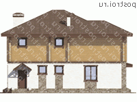 U-203-1K проект двухэтажного дома из кирпича размером 13 на 10  - вид слева