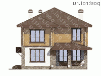 U-203-1K проект двухэтажного дома из кирпича размером 13 на 10  - вид сзади