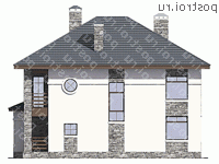 U-213-1K проект двухэтажного дома из кирпича размером 14 на 13  - вид слева