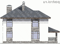 U-213-1K проект двухэтажного дома из кирпича размером 14 на 13  - вид сзади