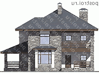 U-222-1P проект двухэтажного коттеджа из газобетона размером 14 на 15  - вид спереди