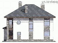 U-222-1P проект двухэтажного коттеджа из газобетона размером 14 на 15  - вид слева