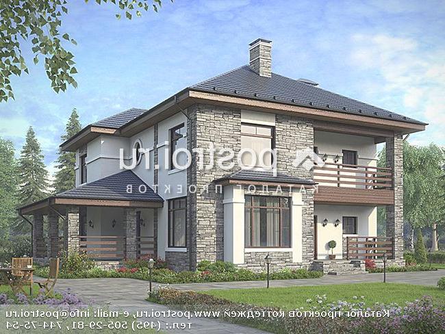 U-222-1P проект двухэтажного коттеджа из газобетона размером 14 на 15 