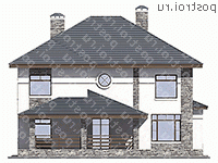 U-222-1P проект двухэтажного коттеджа из газобетона размером 14 на 15  - вид справа