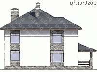 U-222-1P проект двухэтажного коттеджа из газобетона размером 14 на 15  - вид сзади